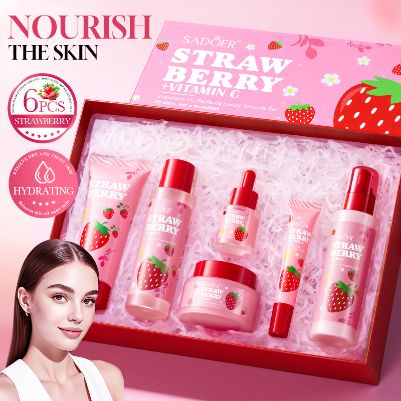 Luxury Skincare Gift Set For Women - Strawberry VC Brightening Luxury Care Set