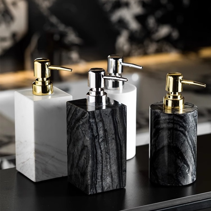 Luxury Skincare Jars - Botol Dispenser Sabun Marmer Alami, Wadah