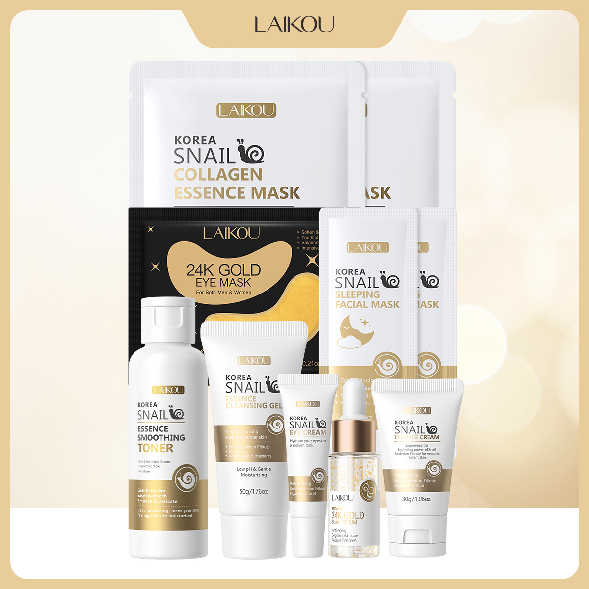 LAIKOU Snail 24K Gold Skincare - Luxury Skincare Kit ulasan dan harga
